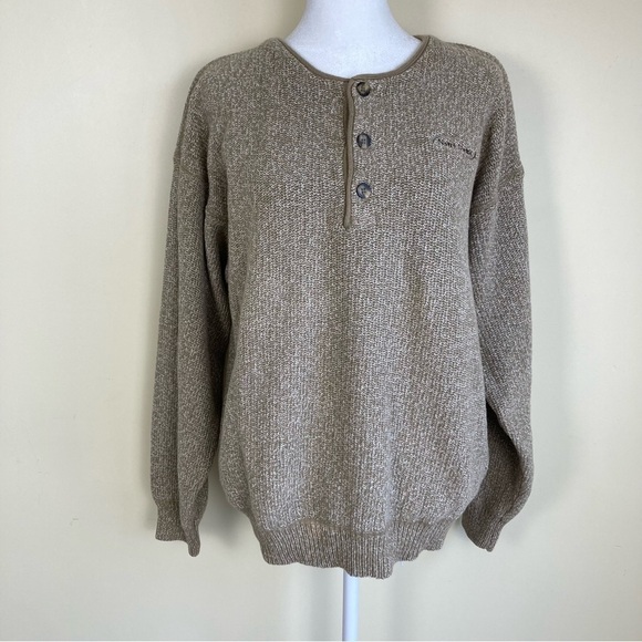 Vtg Gear for Sports 1/4 Button-up Knit Grandpa Sweater ‘Notre Dame’ Logo Sz L - Picture 1 of 16